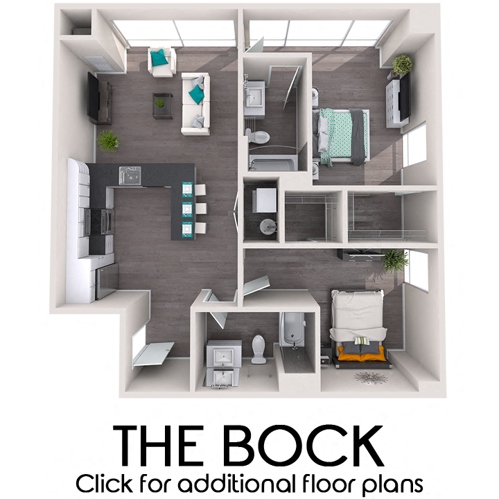 Floor plan for 2 beds, 2 baths, 1094 sqft